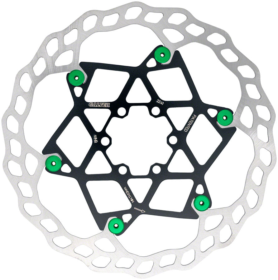 Galfer Floating Wave Disc Brake Rotor - 2.0mm 6-Bolt - 203mm, Green