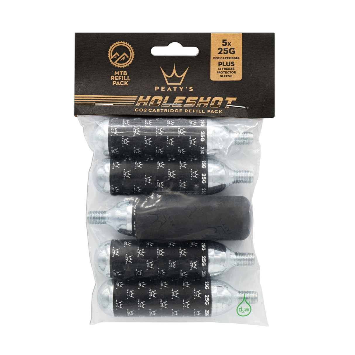 Peaty's Holeshot CO2 Cartridge Refill w/Sleeve 25g 5/pack